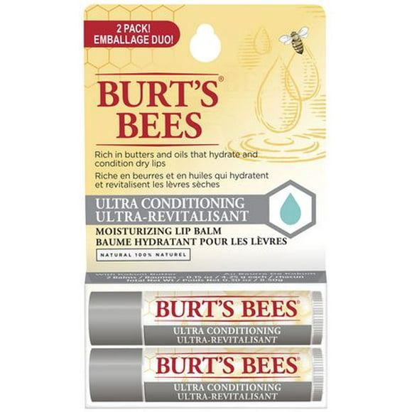 Burt’s Bees 100% Natural Origin Lip Balm, Ultra Conditioning with Kokum Butter, 2 x 4.25g