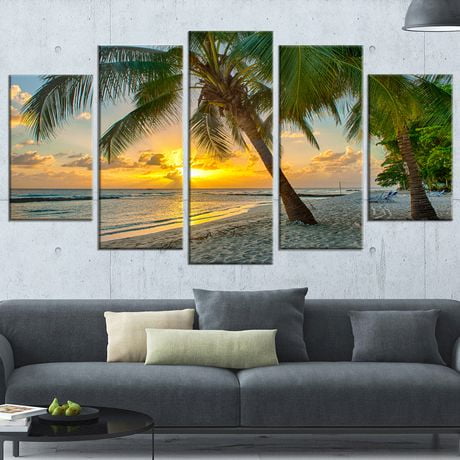 Design Art Beach in Caribbean Island of Barbados Modern Seascape Canvas ...