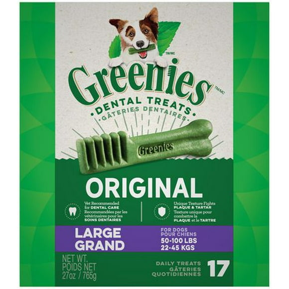 Gâteries dentaires naturelles pour chiens adultes GREENIES Original GRAND format 8-17 Gâteries