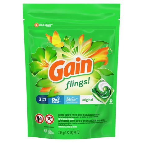 Gain Flings Liquid Laundry Detergent, Original Scent, HE Compatible