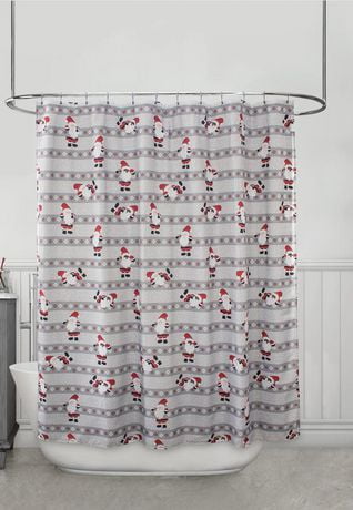 Santa Holiday Time Fabric Shower Curtain Walmart Canada   6000206841294 