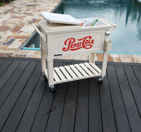 Permasteel Furniture Style Patio Cooler 80QT - Cream Pepsi | Walmart Canada