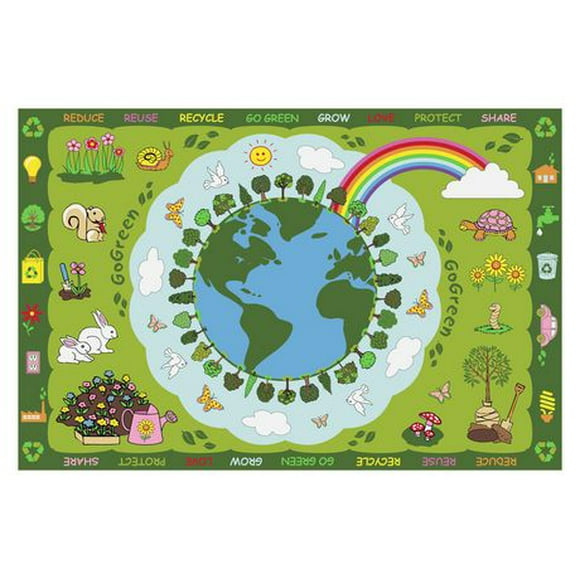 Tapis rectangle amusant pour enfant passez au vert multicolore nylon