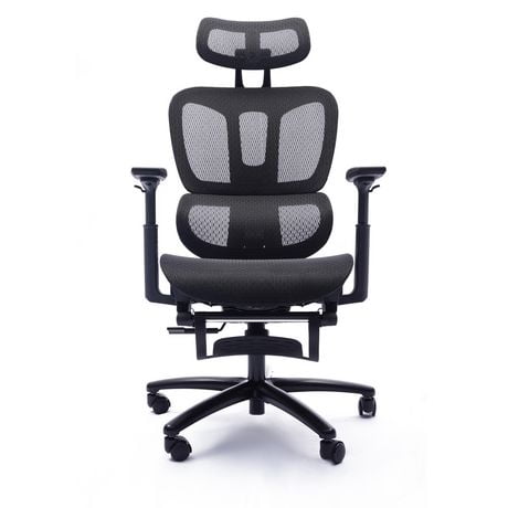 Chaise de bureau ergonomique réglable Sealy® Kingsley en maille noire avec repose-pieds