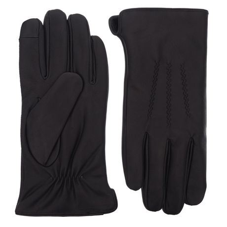 mens black leather touchscreen gloves