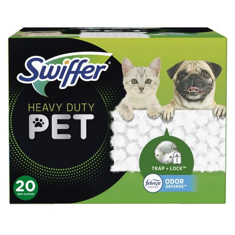 Swiffer Sweeper Pet Heavy Duty Multi-Surface Dry Cloth Refills for Floor Sweeping and Cleaning, 20 count