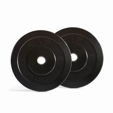 CAP Strength Lot de 10 plaques de pare-chocs en caoutchouc olympique 4,5 kg (10 x 2), noir