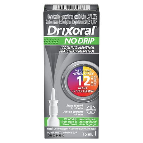 Drixoral No Drip Nasal Spray, with Cooling Menthol, 15 mL