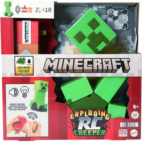 Minecraft Exploding RC Creeper, Lights & Sounds, 10 Explosion Particles & DLC Code, Ages 6+