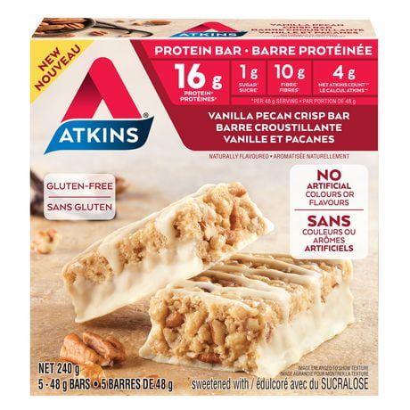Atkins Vanilla Pecan Crisp Protein Bar, 5 x 48g
