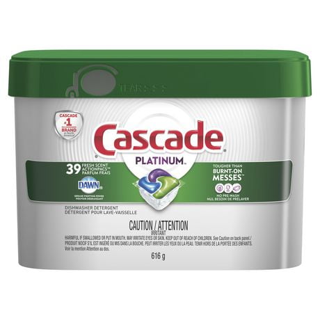 Cascade Platinum Dishwasher Detergent ActionPacs, Fresh Scent, 39 ActionPacs