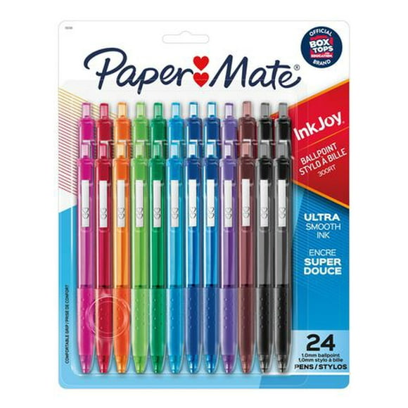 Paper Mate InkJoy 300RT Retractable Ballpoint Pens, Medium Point (1.0 mm), Assorted Colours, 24 Count