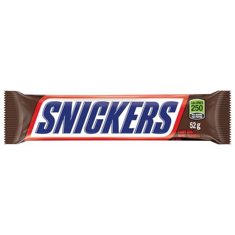 SNICKERS, Peanut Milk Chocolate Candy Bar, Full Size Bar, 52g, 1 bar, 52g