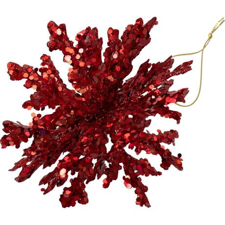 Holiday Time Red Snowflake Christmas Ornaments