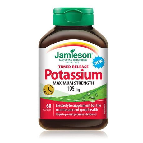 Jamieson Potassium 195 mg Timed Release Caplets, 60 Caplets