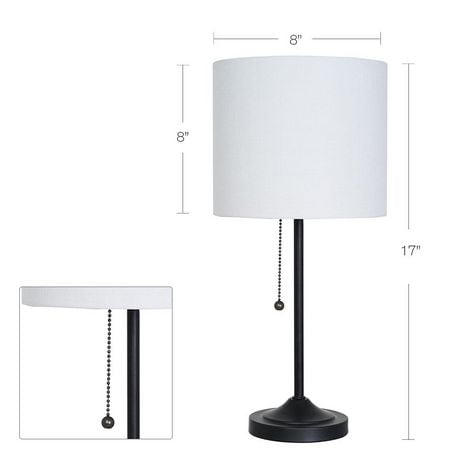 Hometrends Matte Black Stepped Base Table Lamp With White Shade Canada Stepped Base Table Lamp, Black Base Table Lamp With White Shade