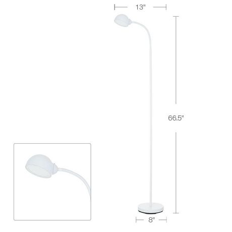 MAINSTAYS White Gooseneck LED Floor Lamp with Plastic Shade | Walmart ...