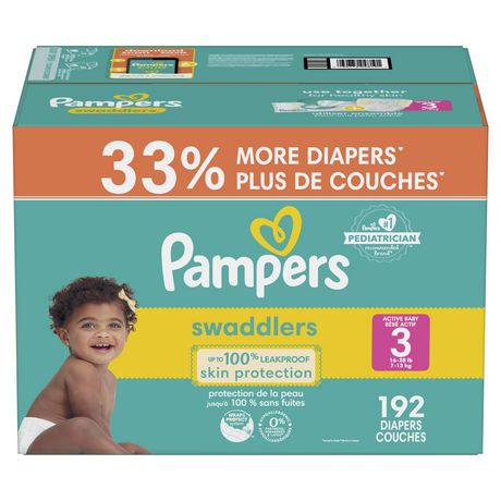 Pampers Swaddlers Diapers sizes 3-6 - $35.15 Subscribe and Save - Approximately $0.18 - $0.29/diaper