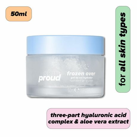 Skin Proud - Frozen Over - Hydrateur de Gel à Glace avec Acide Hyaluronique Triple Action, 100% Végétalien (50ml) Hydrateur de gel