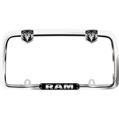 Cruiser Accessories Ram License Plate Frame, Chrome/Black, Fits 33x17cm License Plate