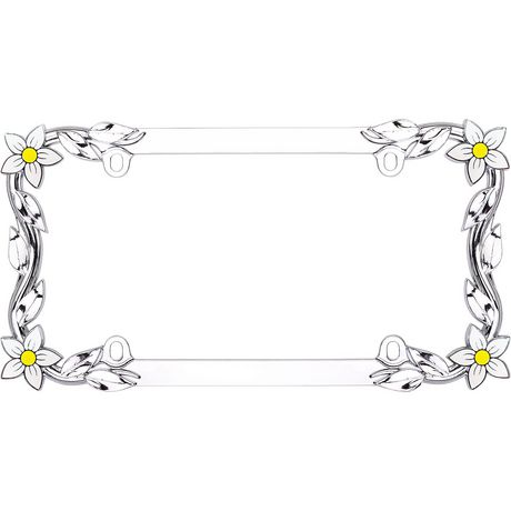 Cruiser Accessories Daisy License Plate Frame, Chrome/Painted