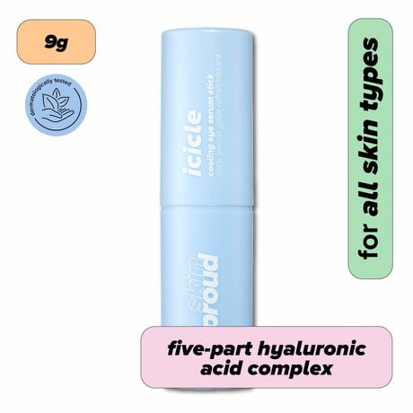 Skin Proud - Icicle - Stick Serum Yeuxrafraichissant avec Super Complexe d'acide Hyaluronique, 100% Vegan (9g) Stalactite