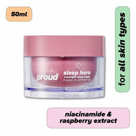 Skin Proud - Sleep Hero - Masque de Sommeil Niut avec Niacinamide Equilibrante, 100% Vegan (50ml) Masque de sommeil de nuit
