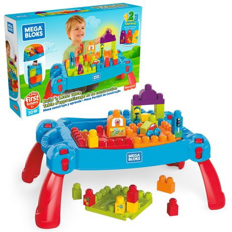 Mega Bloks First Builders Build 'n Learn Table- 30 Pieces