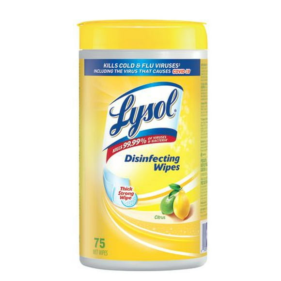 LYSOL® Disinfecting Wipes, Citrus, 75 Count, 75CT