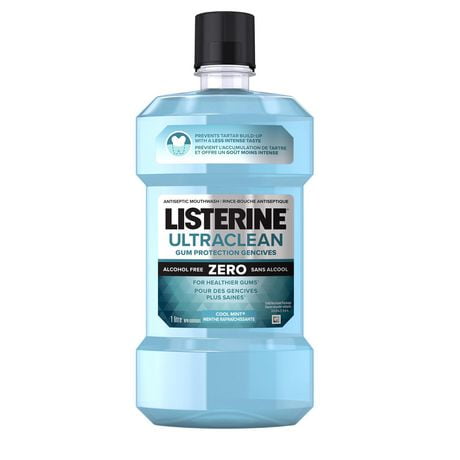 Listerine Ultraclean Zero Gum Protection Antiseptic Mouthwash, Cool Mint, Alcohol Free, 1 L