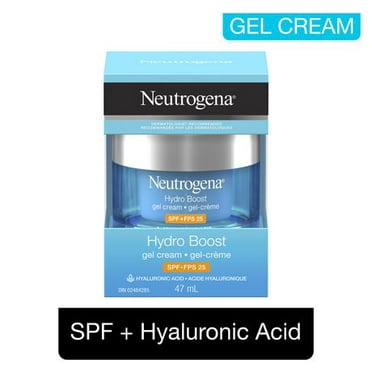 Le gel-crème Neutrogena Hydro Boost avec FPS 25, Protection UVA/UVB à large spectre, Acide hyaluronique hydratant, Antioxydants, Hydratant sans huile, Non comédogène 47 ml