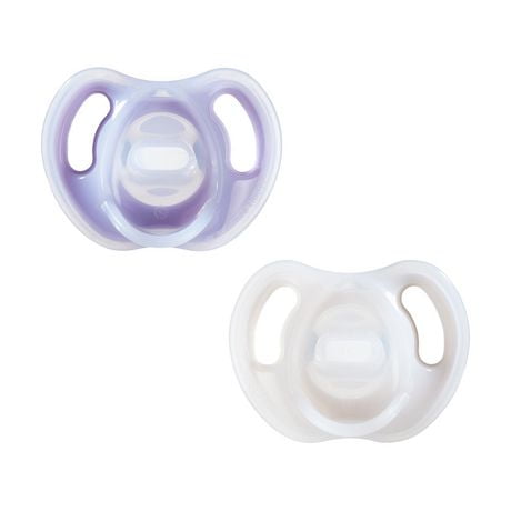 Tommee Tippee Ultra-Light Silicone Pacifier, Includes Sterilizer Box, 6-18m, 2-Count (Colors Will Vary), 6-18m