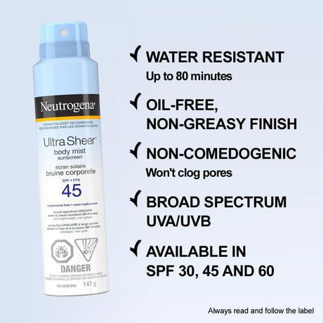 sunscreen spray non comedogenic