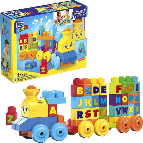 Le Train de l'Alphabet Mega Bloks - 50 Pieces Comprend 50 pièces, 1+ ans