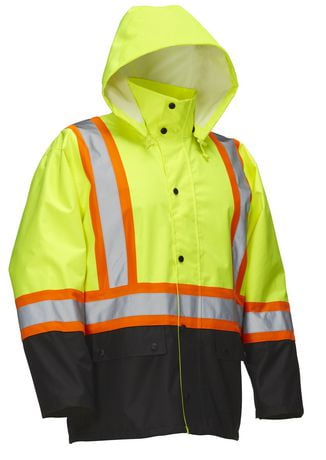 Forcefield Hi Vis Safety Rain Jacket with Snap Off Hood Walmart