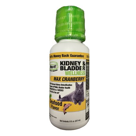 Liquid-Vet Feline Kidney & Bladder Wellness with MAX Cranberry - Saveur de Fruits de Mer 8 fois liquides. /237 mL