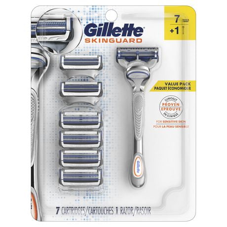 Gillette SkinGuard Men's Razor Value Pack, Handle + 7 Blade Refills