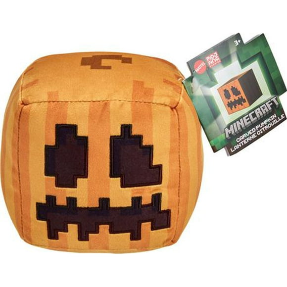 Minecraft Carved Pumpkin Plush Character, 8-inch Collectible Soft Doll Inspired by the Video Game