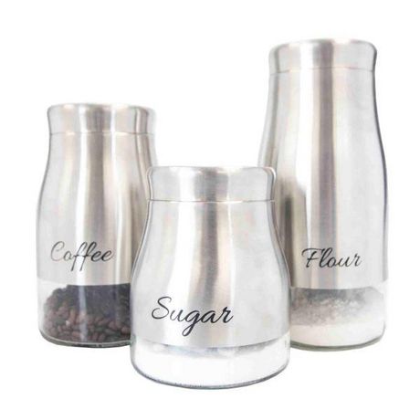 3 Piece Stainless Steel Canister Set With See Through Glass Base   6000204852034 