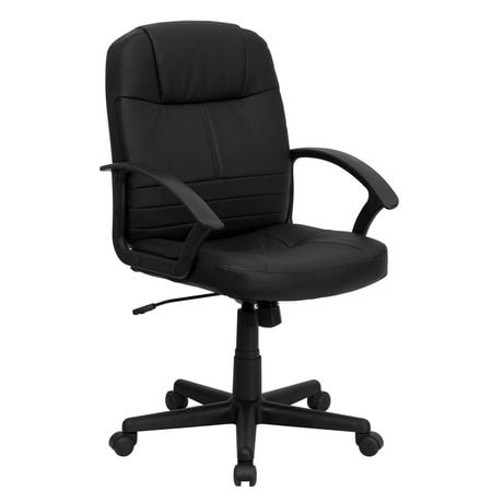 Mid Back Black Leather Executive Swivel Office Chair With Rounded Executive Swivel Office Chair