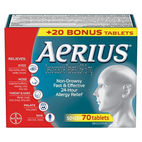 Aerius® 50+20 comprimés Soulagement multi-symptômes rapide
