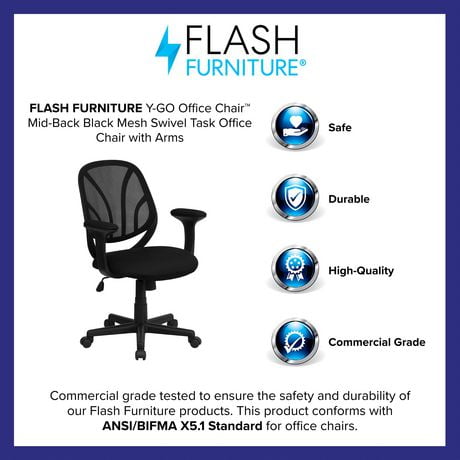 Y Go Office Chair Mid Back Black Mesh Swivel Task With Arms Canada Black Mesh Swivel Task Office Chair, Is Flash Furniture Good Quality