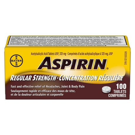 ASPIRIN Original Strength, 325mg, 100 Tablets