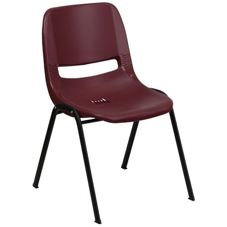 Chaise coquille bourgogne, empilable et ergonomique de la série HERCULES, pour supporter jusqu'à 880 lb