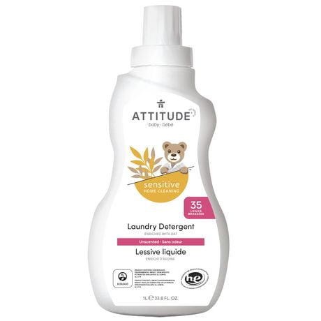 ATTITUDE sensitive home cleaning, Laundry Detergent, Unscented, 35 Loads, 1L