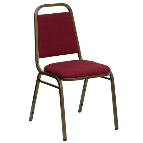 HERCULES Series Trapezoidal Back Stacking Banquet Chair in Burgundy Fabric - Gold Vein Frame