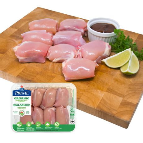 Prime Boneless Skinless Chicken Thighs Organic, 8 Thighs