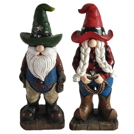 Angelo Décor Ensemble de statues de gnomes Hoss et Willie
