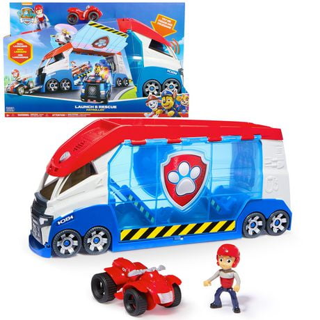 PAW Patrol, Transforming PAW Patroller with Vehicle Launchers, Lights & Sounds, Ryder Action Figure & ATV Toy Car, Kids Toys for Boys & Girls Ages 3+, Vehicle Launchers