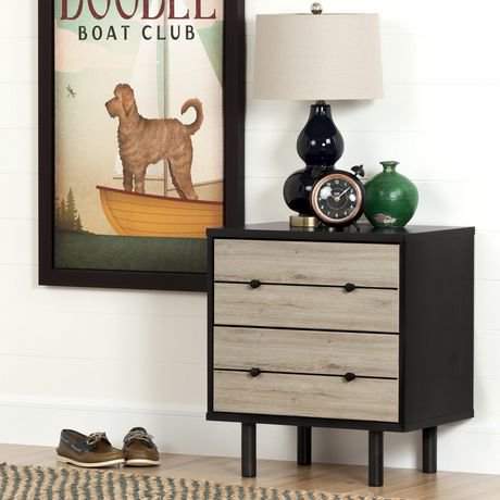 South Shore Morice Mid-Century Modern 2-Drawer Nightstand ...